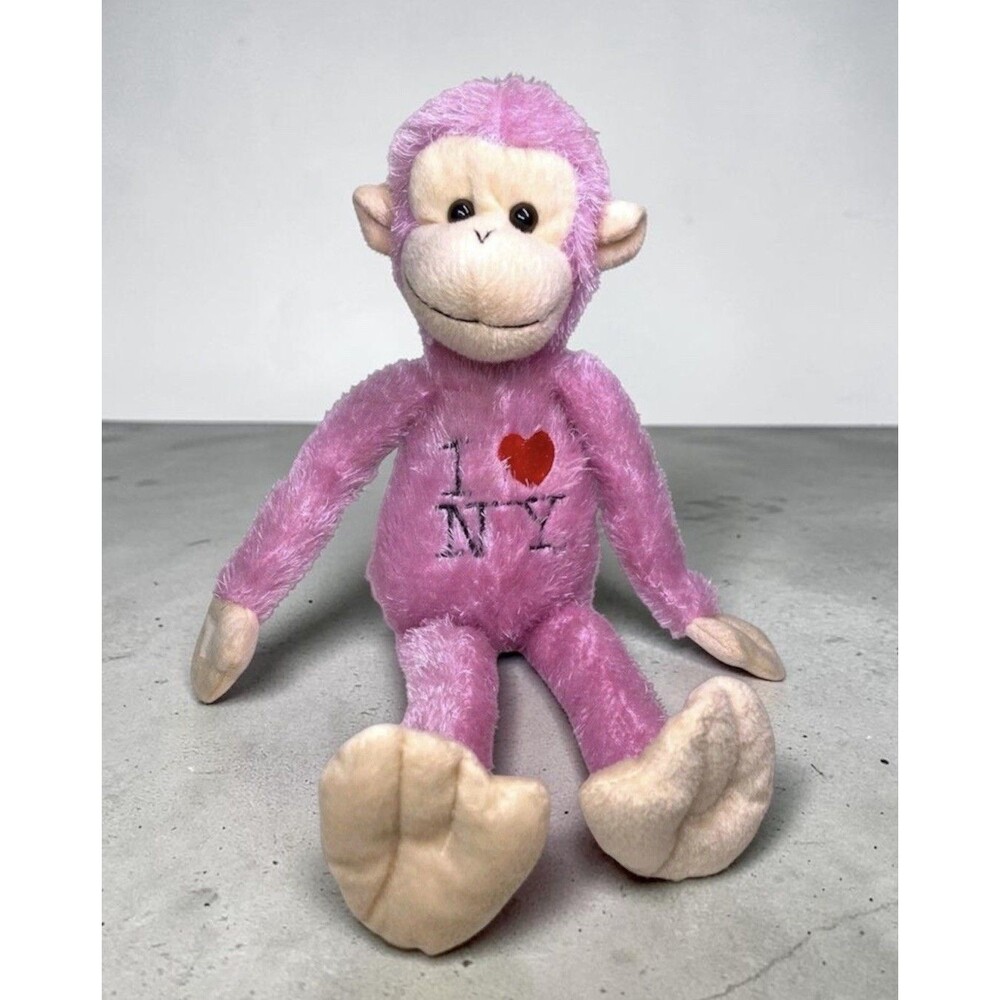 I Love NY Pink Monkey Plush New York Souvenir Stuffed Animal 16” Long Tail